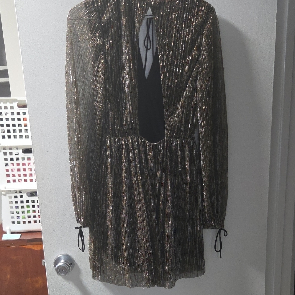 J.O.A. Black and Gold Long Sleeve Dress - Picture 4 of 4